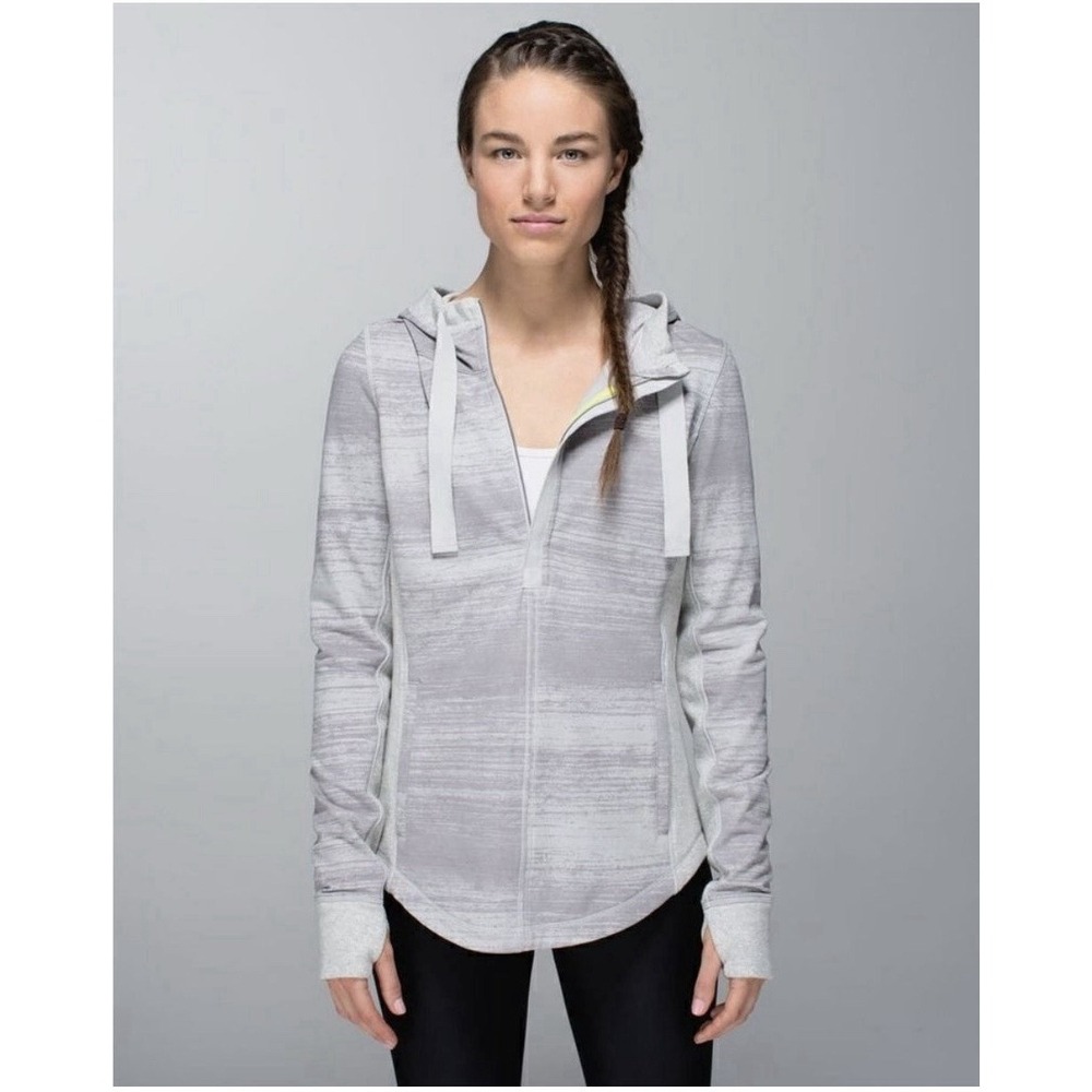 Womens Lululemon Athletica Righteous Stripe Pullover Heather Gray Size 8